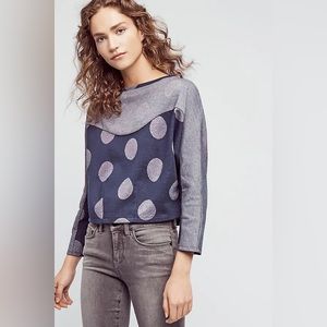 Anthropologie Postmark Metallic Dot Sweatshirt Sweater Navy/Marin Silver Sz XL